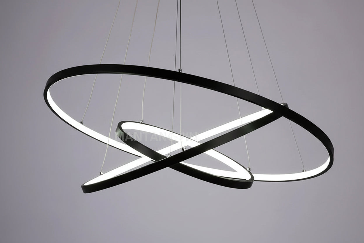 Suspensions modernes noires/blanches/dorées pour salon