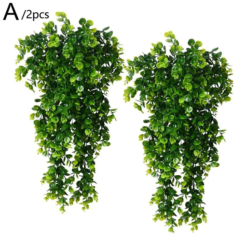 2/4pcs Artificial Hanging Plants UV Resistant Plastic Fake Hanging Plant Home Office Wall Decoration Simulated Green Plants