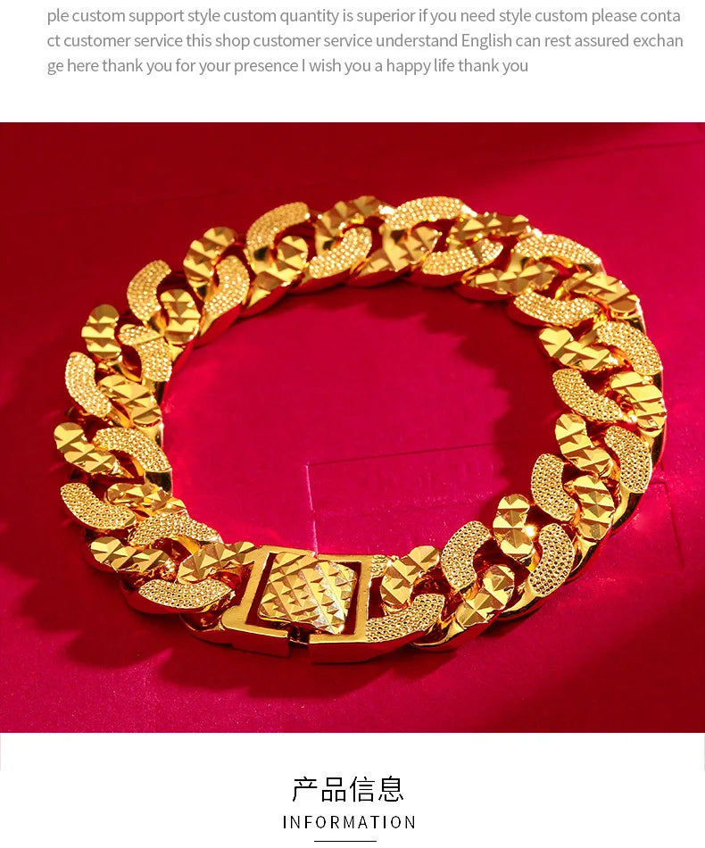 AU999 Brede horlogegesparmband voor heren, 24K goud - goud verbetert luxe, polsvriendelijke damesmaat