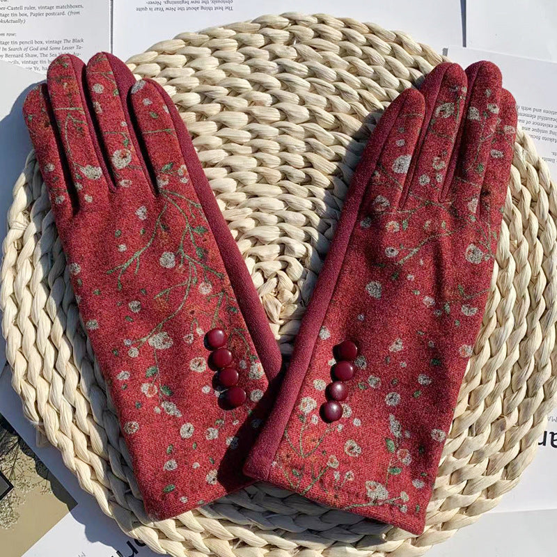 Gants Chauds À Imprimé Floral