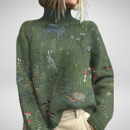 Apolline™ | Pull Brodé Jardin Sauvage