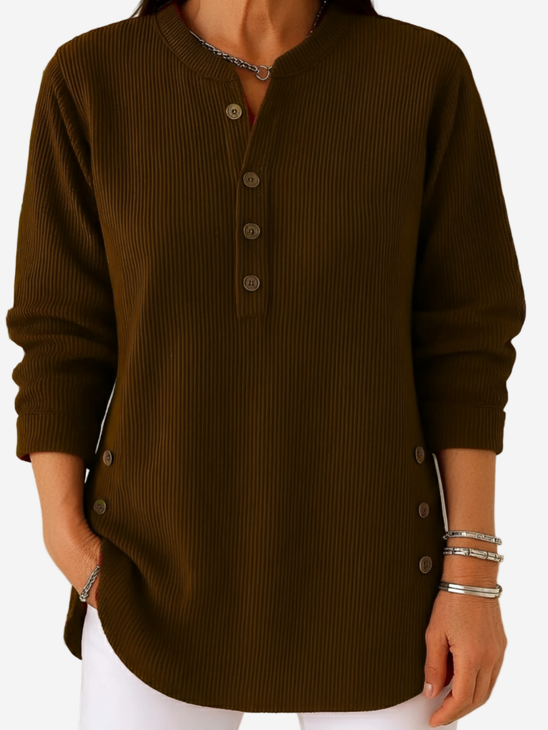Harperly – Pull Tricot Uni à Manches Longues