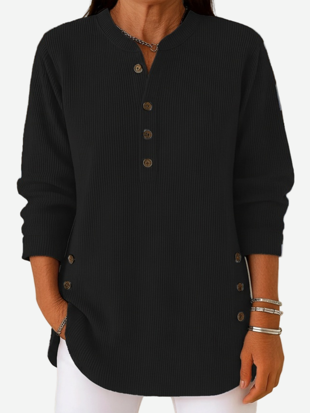 Harperly – Pull Tricot Uni à Manches Longues