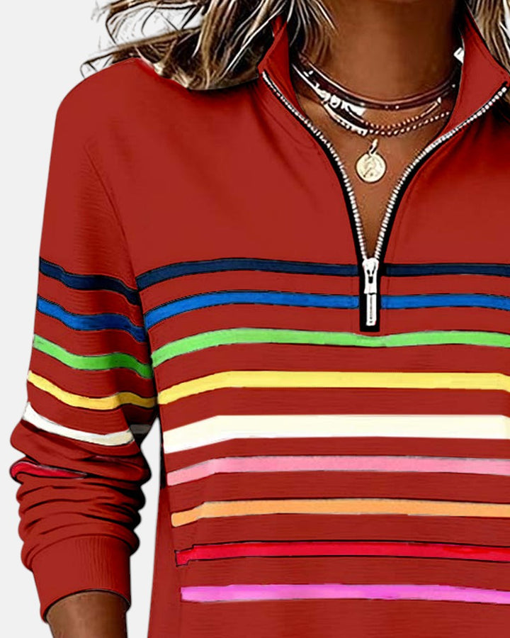 Vienne | Sweat à capuche zippé rayé coloré