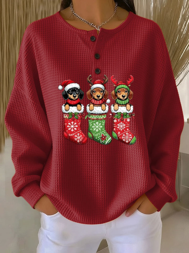 Grethe | Pull Vintage de Noël avec Motif Canin