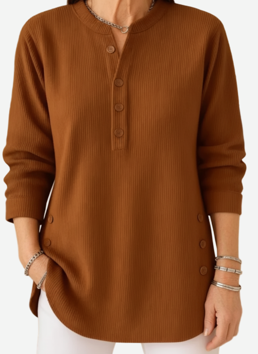 Harperly – Pull Tricot Uni à Manches Longues