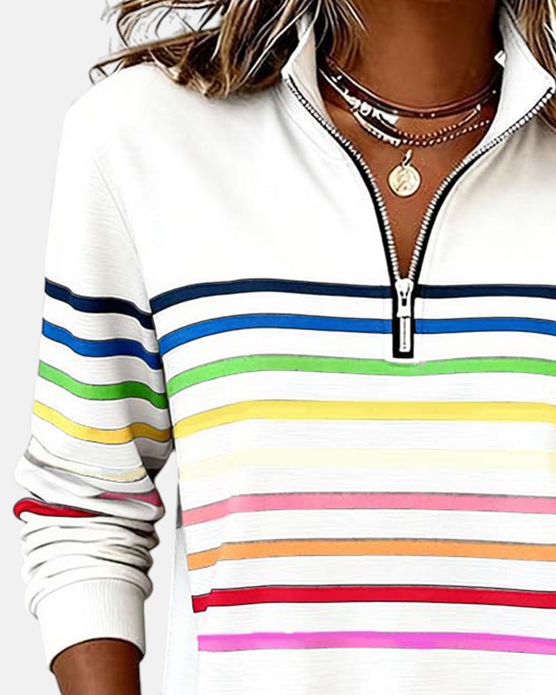 Vienne | Sweat à capuche zippé rayé coloré