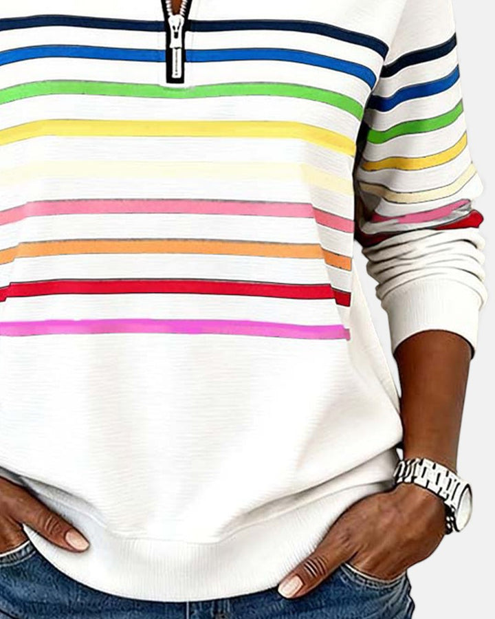 Vienne | Sweat à capuche zippé rayé coloré