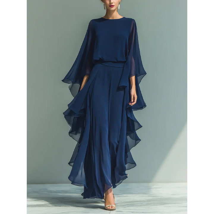 Aurora | Robe élégante en mousseline à volants