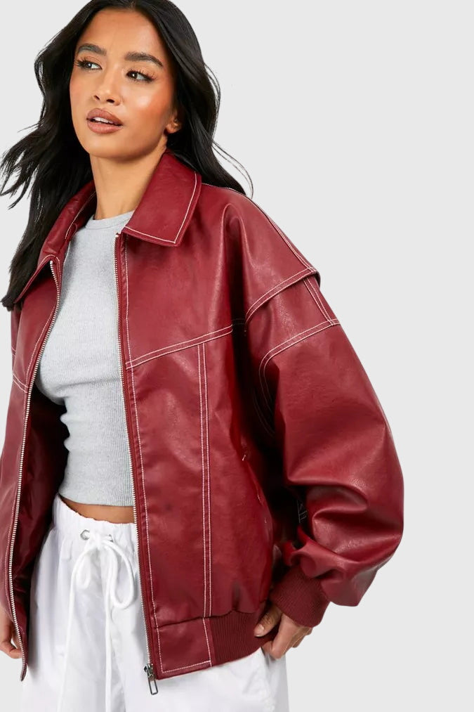 Faye™ - Veste Oversize en Cuir