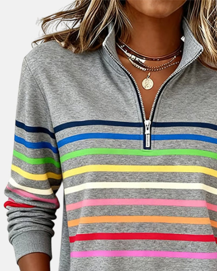 Vienne | Sweat à capuche zippé rayé coloré