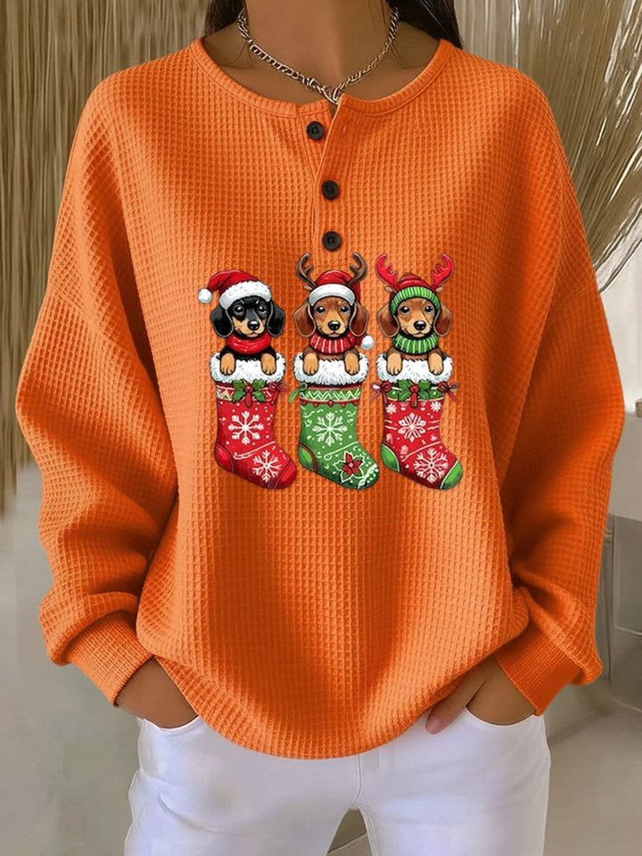 Grethe | Pull Vintage de Noël avec Motif Canin