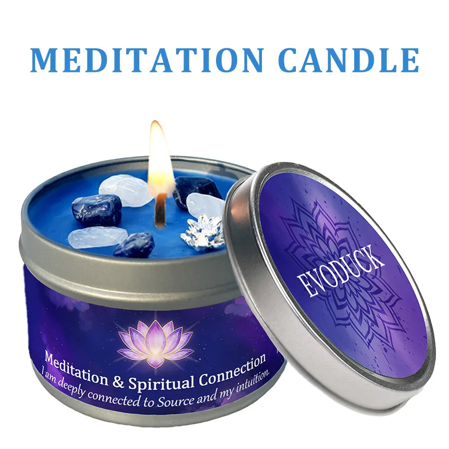 Law of Attraction Peace Ritual Candle, Lavender & Chamomile Aroma with Healing Crystals, Great for Holiday Gifting Christmas