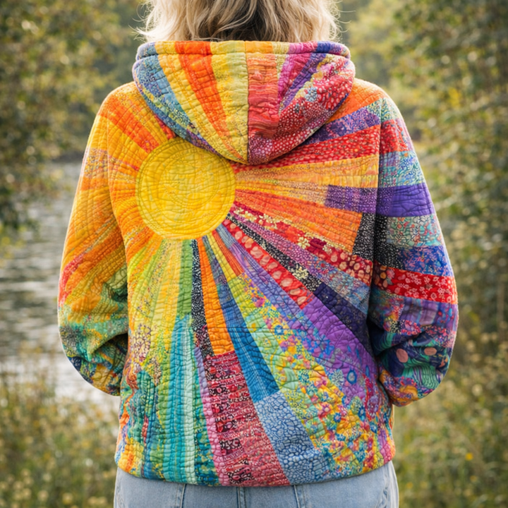 aveline™ - Sweat à capuche patchwork multicolore bohème