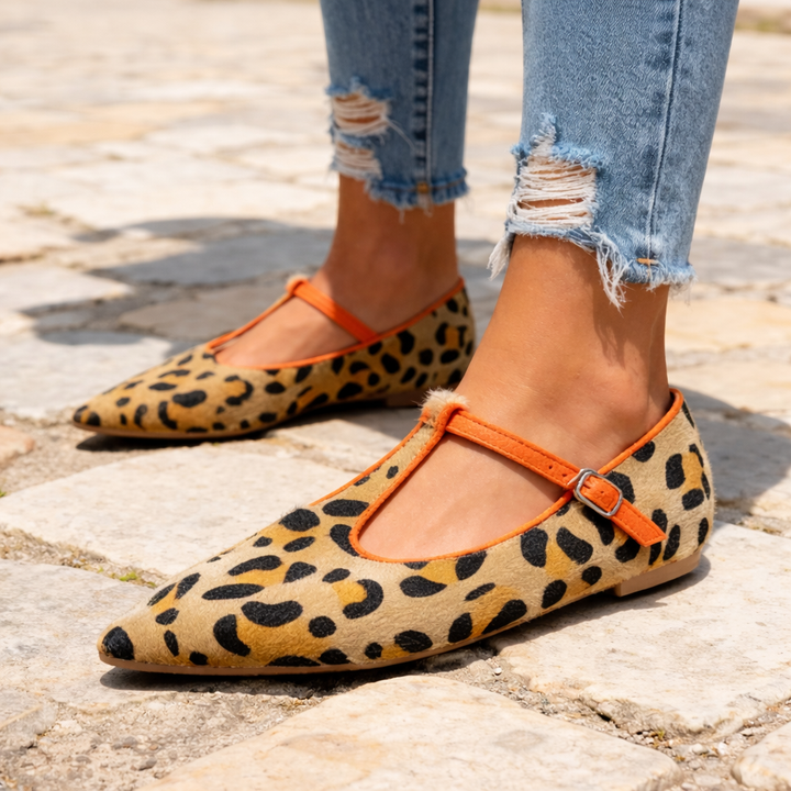 BALLERINES T-STRAP LEOPARD