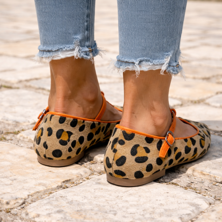 BALLERINES T-STRAP LEOPARD