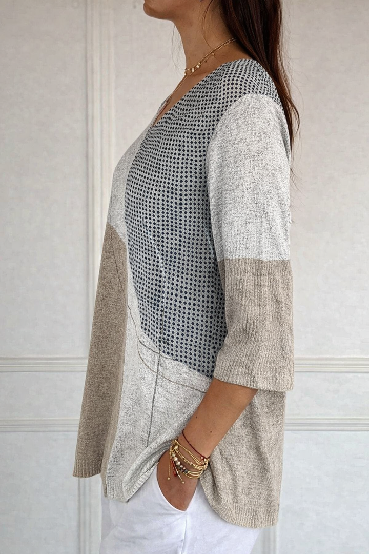 Pull décontracté en maille avec motif géométrique abstrait pour femmess