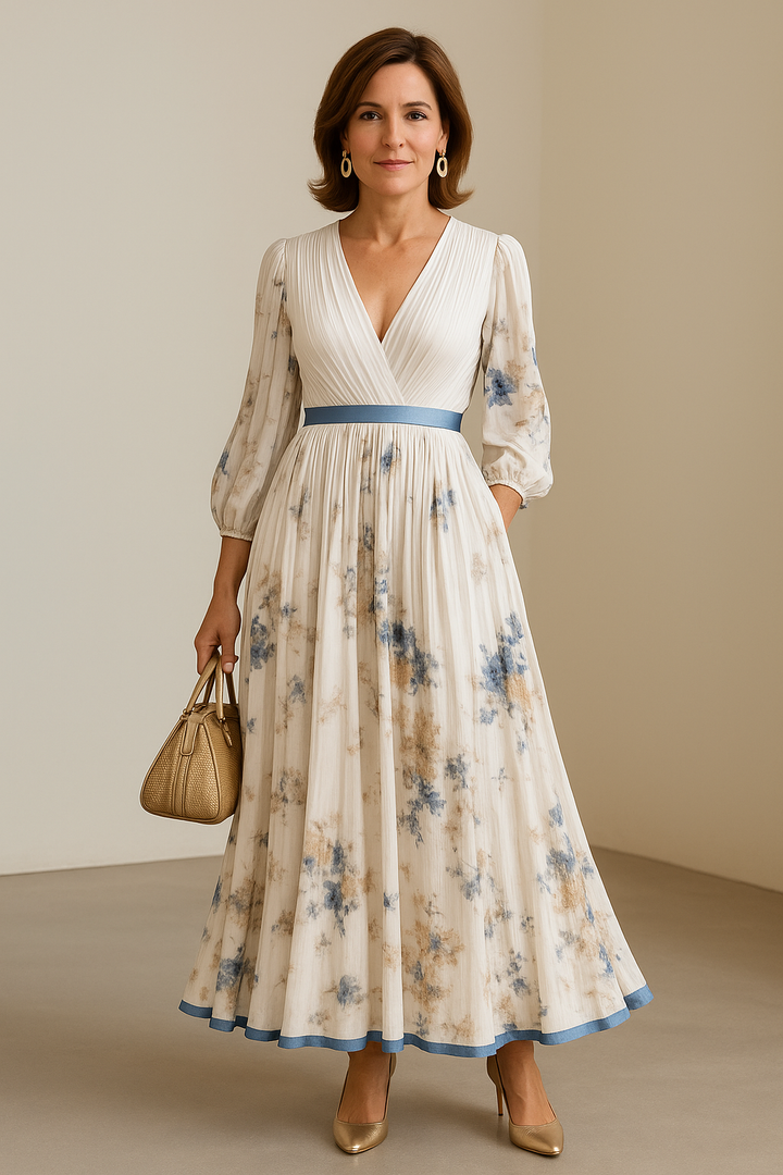 Paz™ | Robe longue plissée à fleurs intemporelle