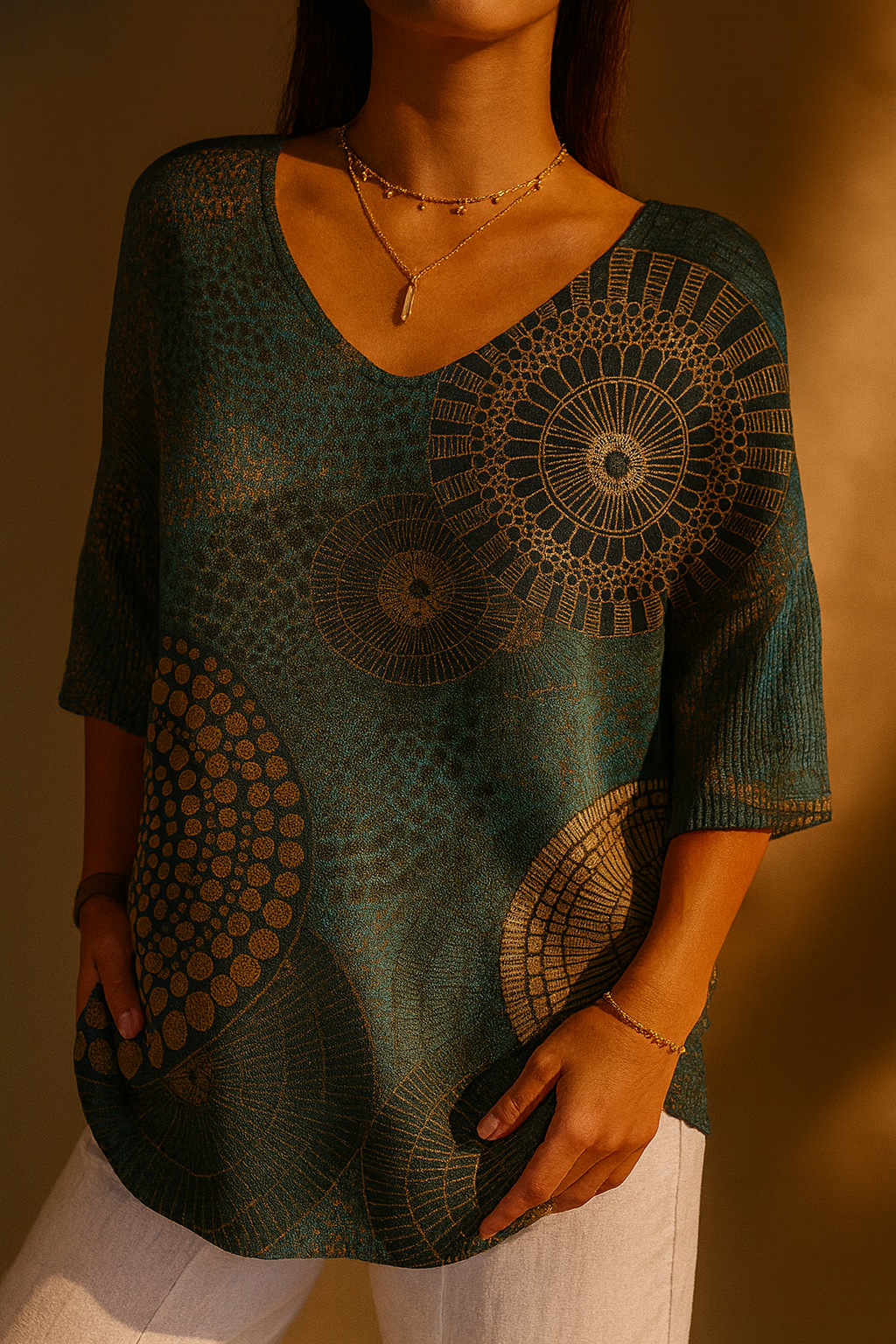 Pull en tricot décontracté avec motif géométrique abstrait vintage pour femmess