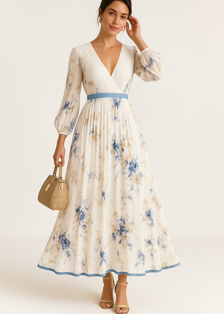 Paz™ | Robe longue plissée à fleurs intemporelle