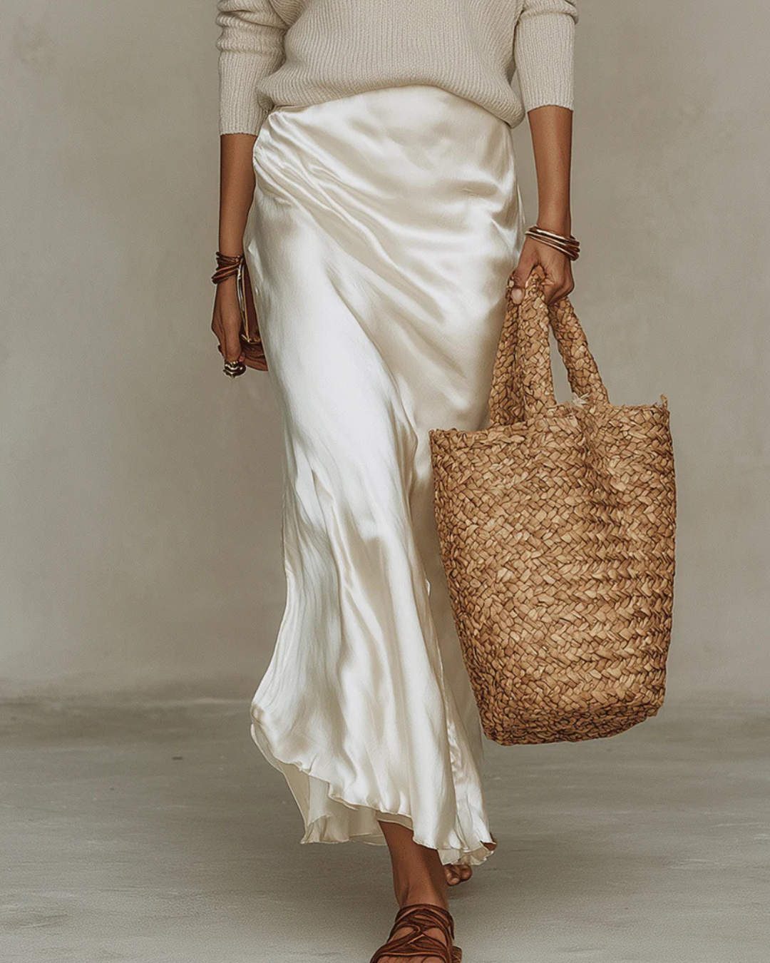 Elena - Robe midi en satin avec chandail inclus