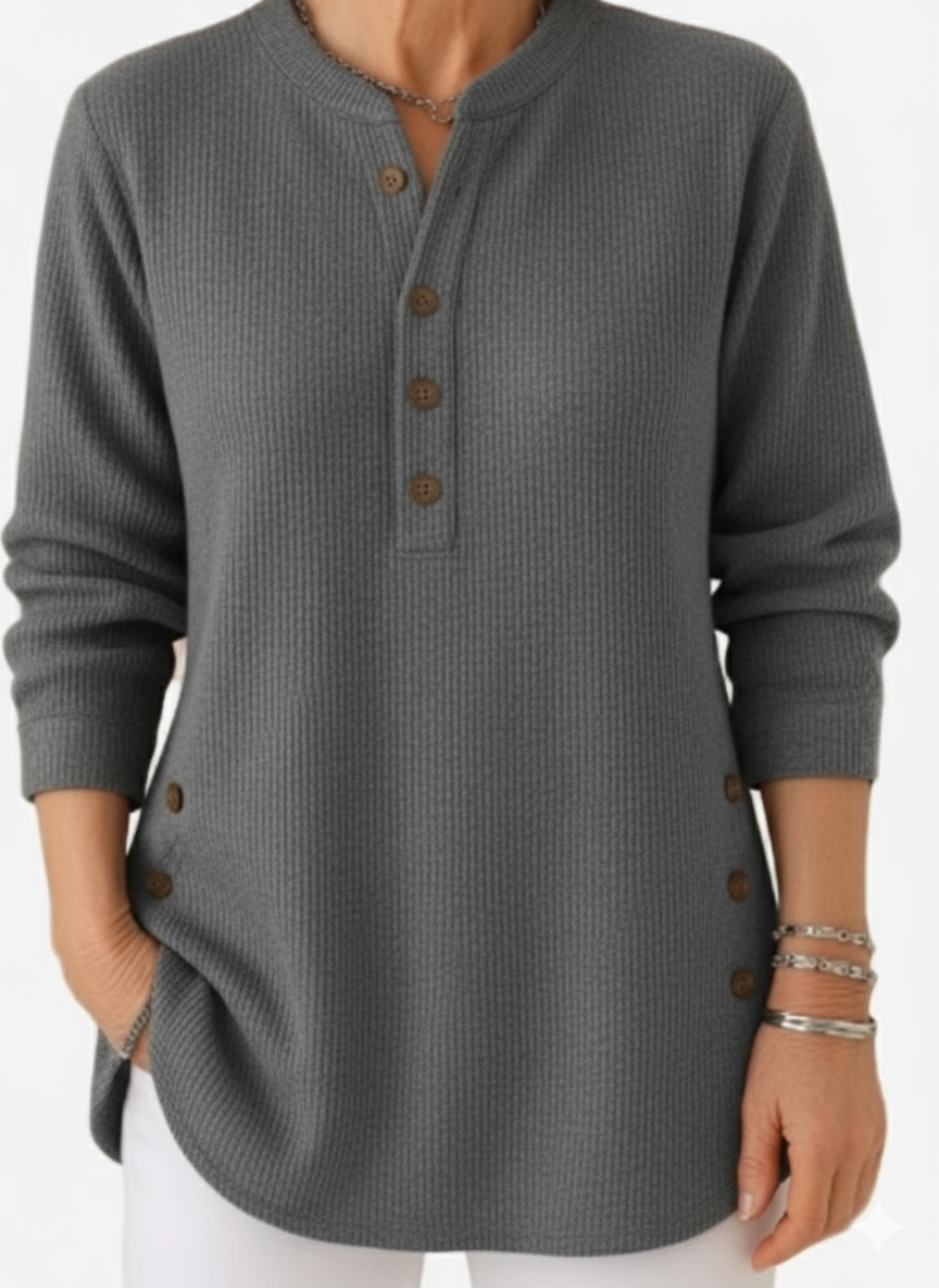 Harperly – Pull Tricot Uni à Manches Longues