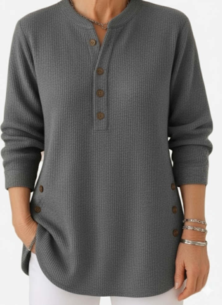 Harperly – Pull Tricot Uni à Manches Longues