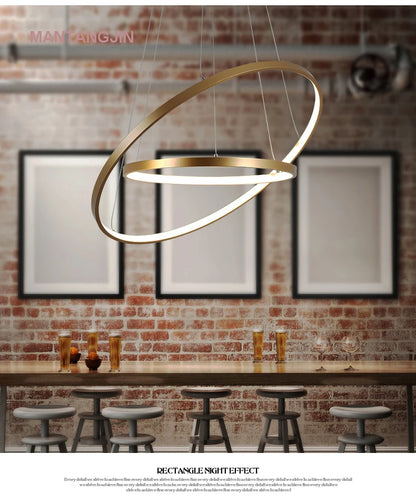 Zwart/Wit/Gouden Moderne hanglampen voor woonkamer eetkamer 4/3/2/1 Cirkel Ringen acryl aluminium behuizing LED hanglamp