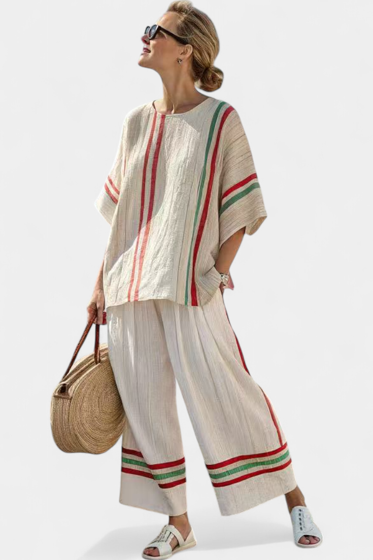 Truvane | Blouse Confortable Imprimé Boho avec Pantalons Amples