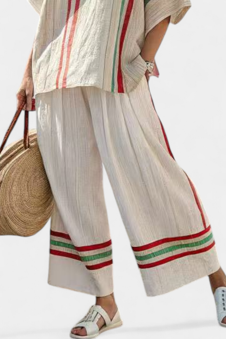 Truvane | Blouse Confortable Imprimé Boho avec Pantalons Amples