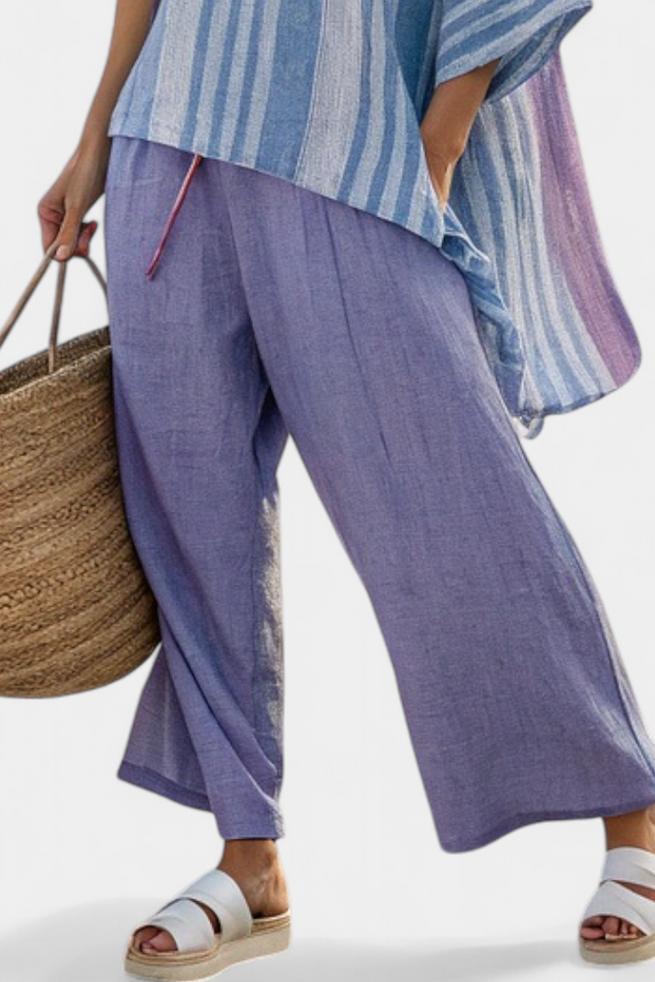 Zellora | Élégante Ensemble Lavande et Bleu Ciel avec Pantalons en Lin