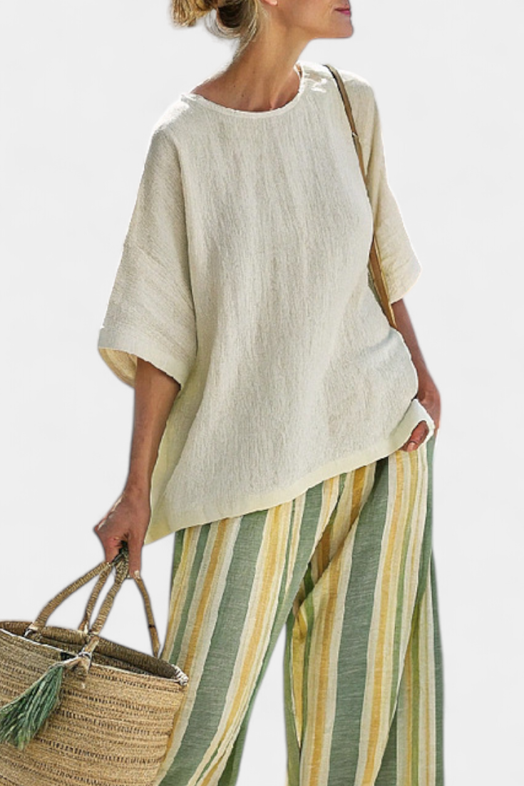 Ellowyn | Pantalons Rayés en Lin Hautement Sophistiqués