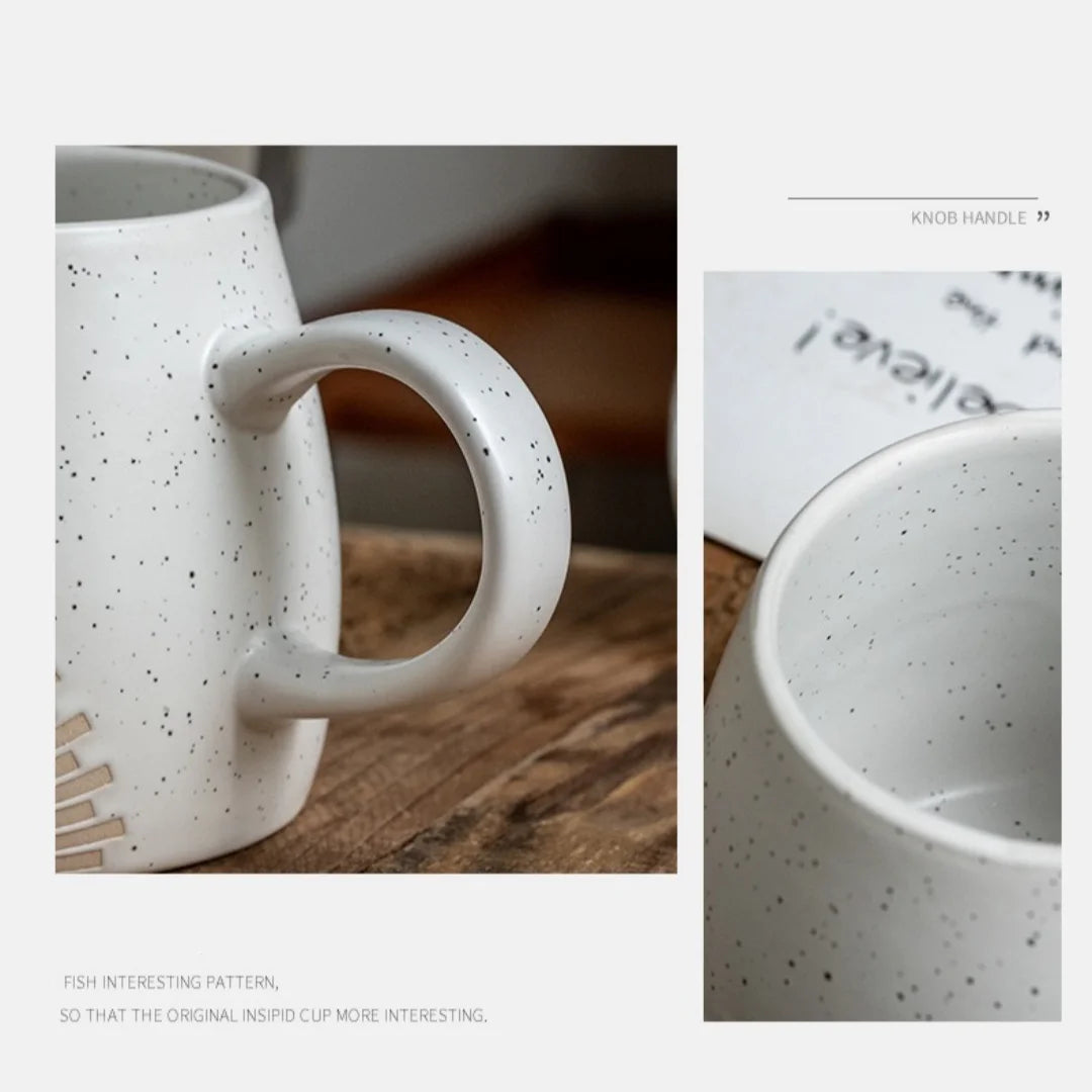 500ML Japanese Coffee Mug Thread Vintage Coffee Cups Ceramic Water Tea Cup Drinkware Home Office Large Capacity