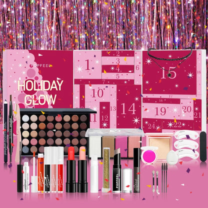 Kerst Countdown Make-up Set Lippenstift Oogschaduw Cosmetica 24-delige Vakantie Schoonheid Adventskalender Geschenkdoos voor Dames Meisjes