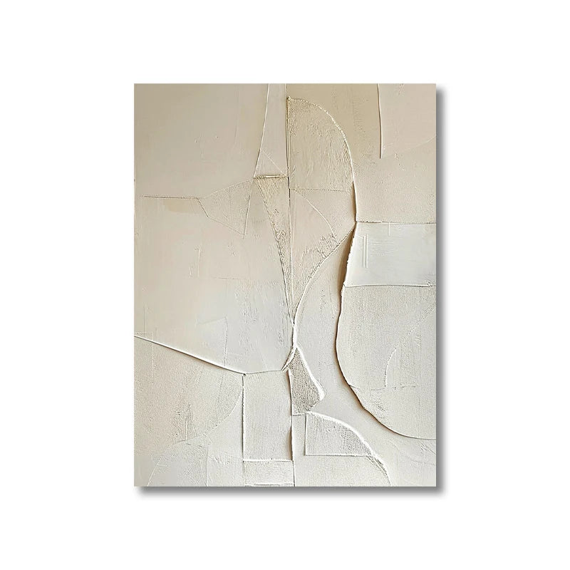 Creamy White Minimalist Painting Large Beige 3D Texture Wall Art Beige and White Abstract Canvas Oil Painting Modern Wabi Sab