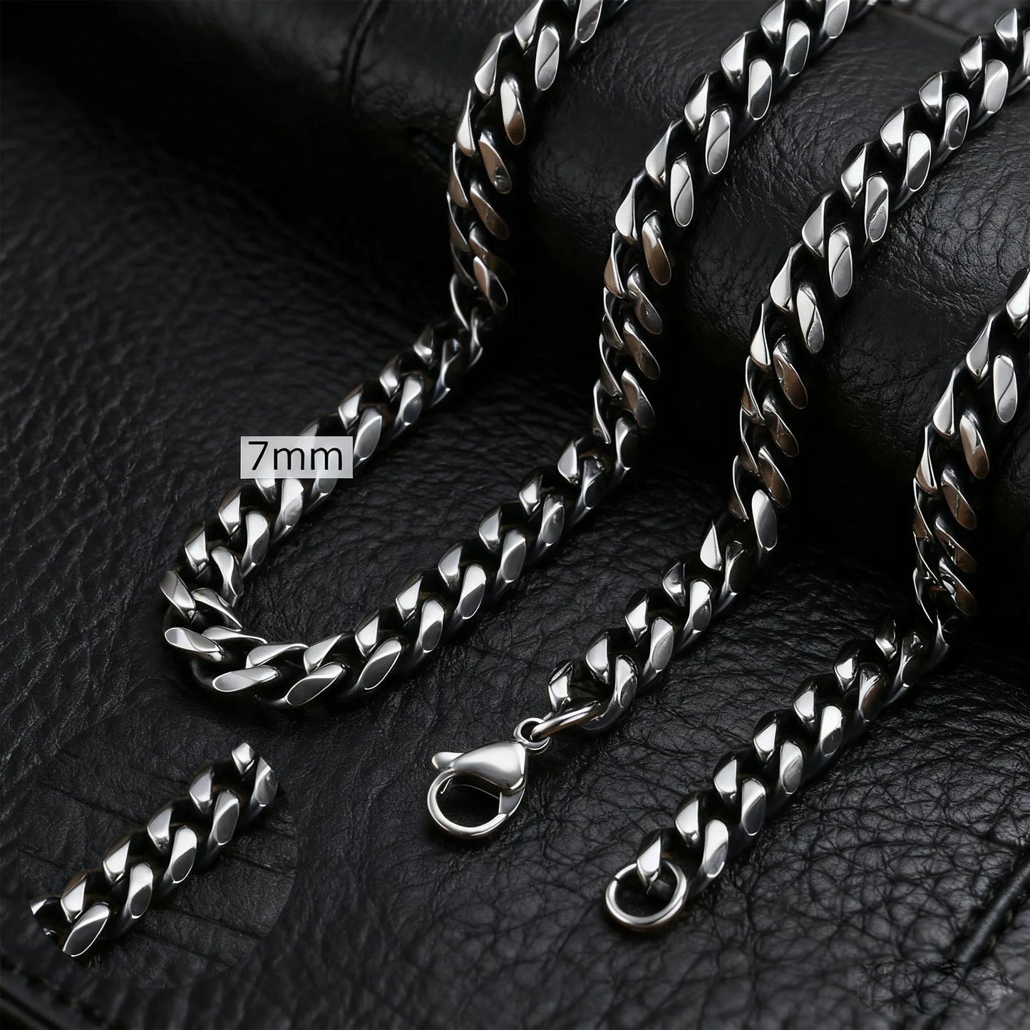 Basic Cuban Chain Necklace for Men Women,Stainless Steel Curb Link Chain Collar,3/5/7/9/11mm Width Black Gold Retro Color Choker