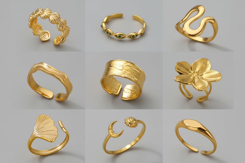 Bagues Ajustables en Acier Inoxydable doré 18K