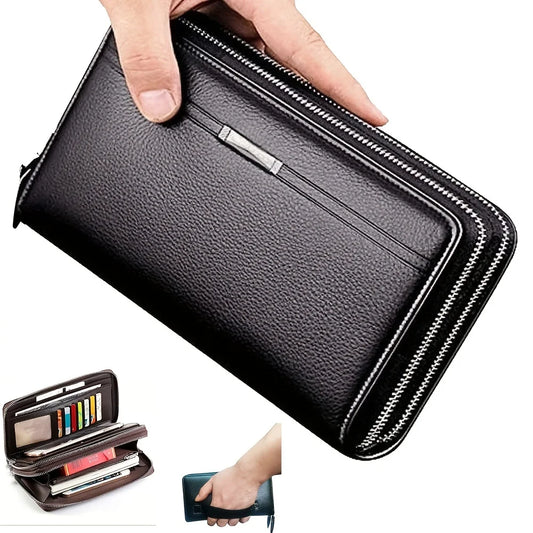 Mens Wallet Long Purse Leather Clutch Large Business Handbag Phone Card Holder Case Gift for Men Father Son Husband Boyfriend