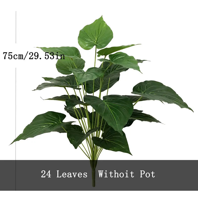 75Cm 24 Hoofden Kunstmatige Palmboom Grote Nep Monstera Planten Plastic Philodendron Bladeren Groene Schildpad Blad Voor Thuis Outdoor Decor