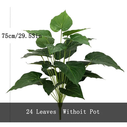 75Cm 24 Hoofden Kunstmatige Palmboom Grote Nep Monstera Planten Plastic Philodendron Bladeren Groene Schildpad Blad Voor Thuis Outdoor Decor