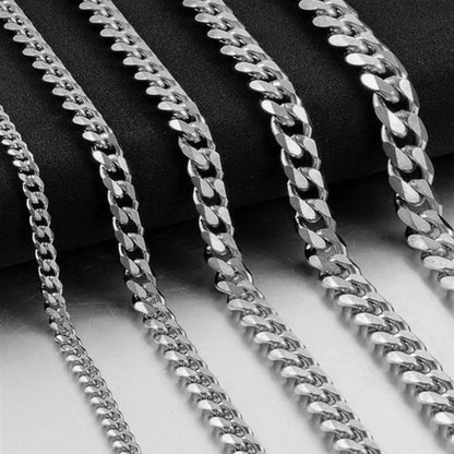 Width 5/7/9MM Hiphop Cuban Link Stainless Steel Chains Necklace for Men Basic Simple Rapper's Choker Fashion Jewelry Accessories