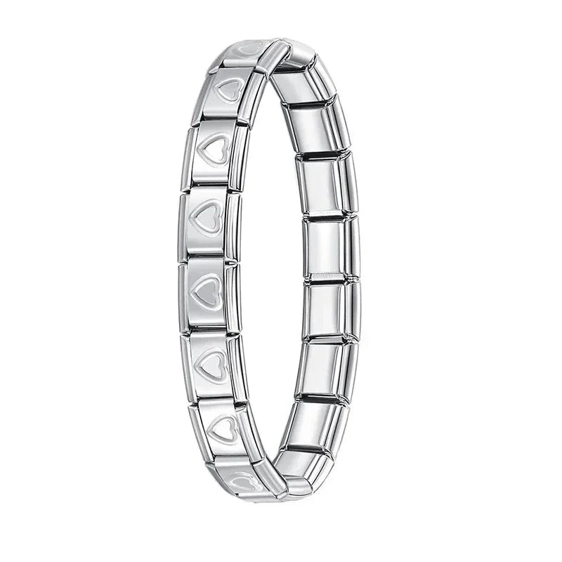 Hapiship 2024 New Men/Women's Jewelry 7/9/13mm Width Itanlian Elastic Charm Bracelet Fashion Stainless Steel Bangle ST-Top