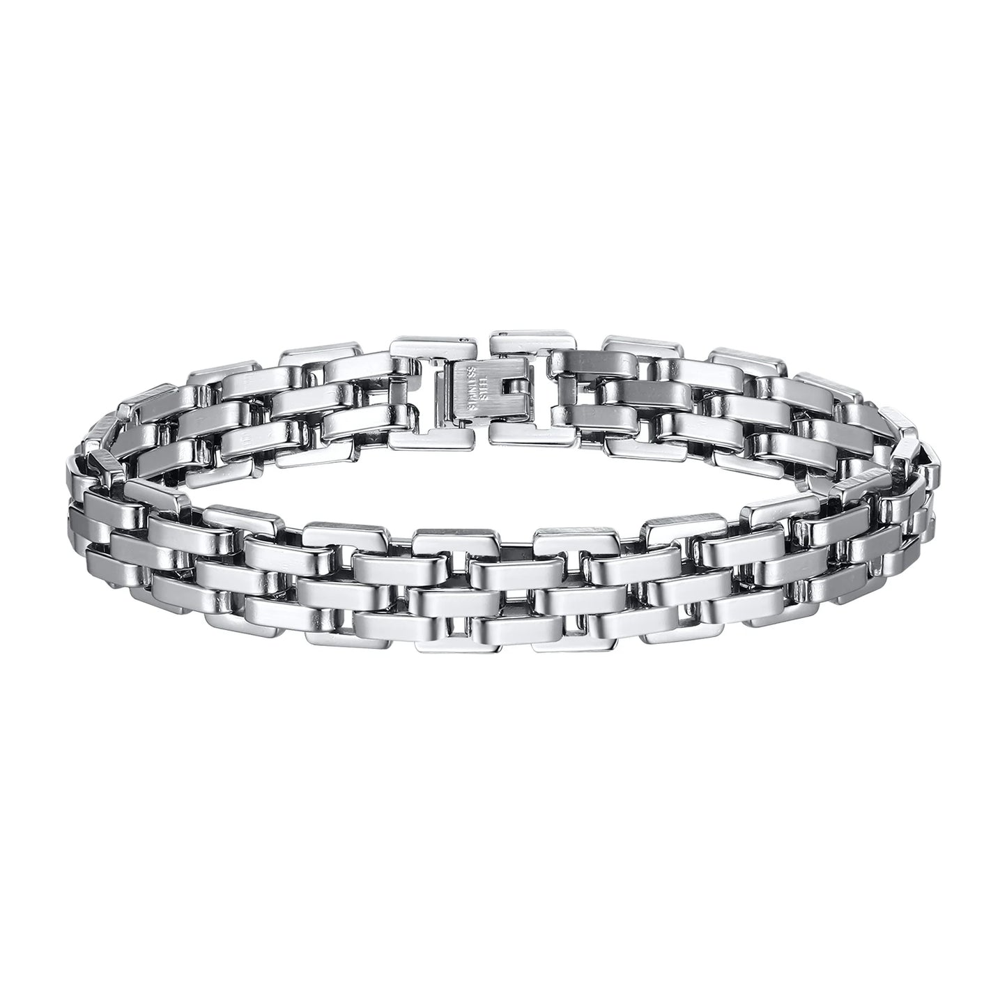 Vnox Stylish Strap Chain Bracelets for Men Boys Gift Jewelry, 10.7MM Wide Stainless Steel Links Wristband, Father's Day Gift Dad