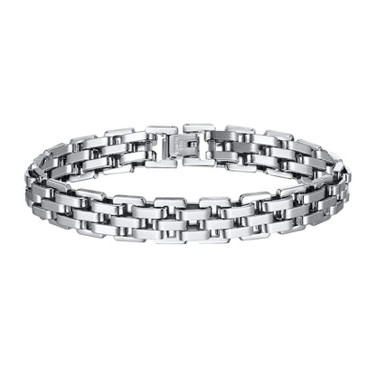 Vnox Stylish Strap Chain Bracelets for Men Boys Gift Jewelry, 10.7MM Wide Stainless Steel Links Wristband, Father's Day Gift Dad