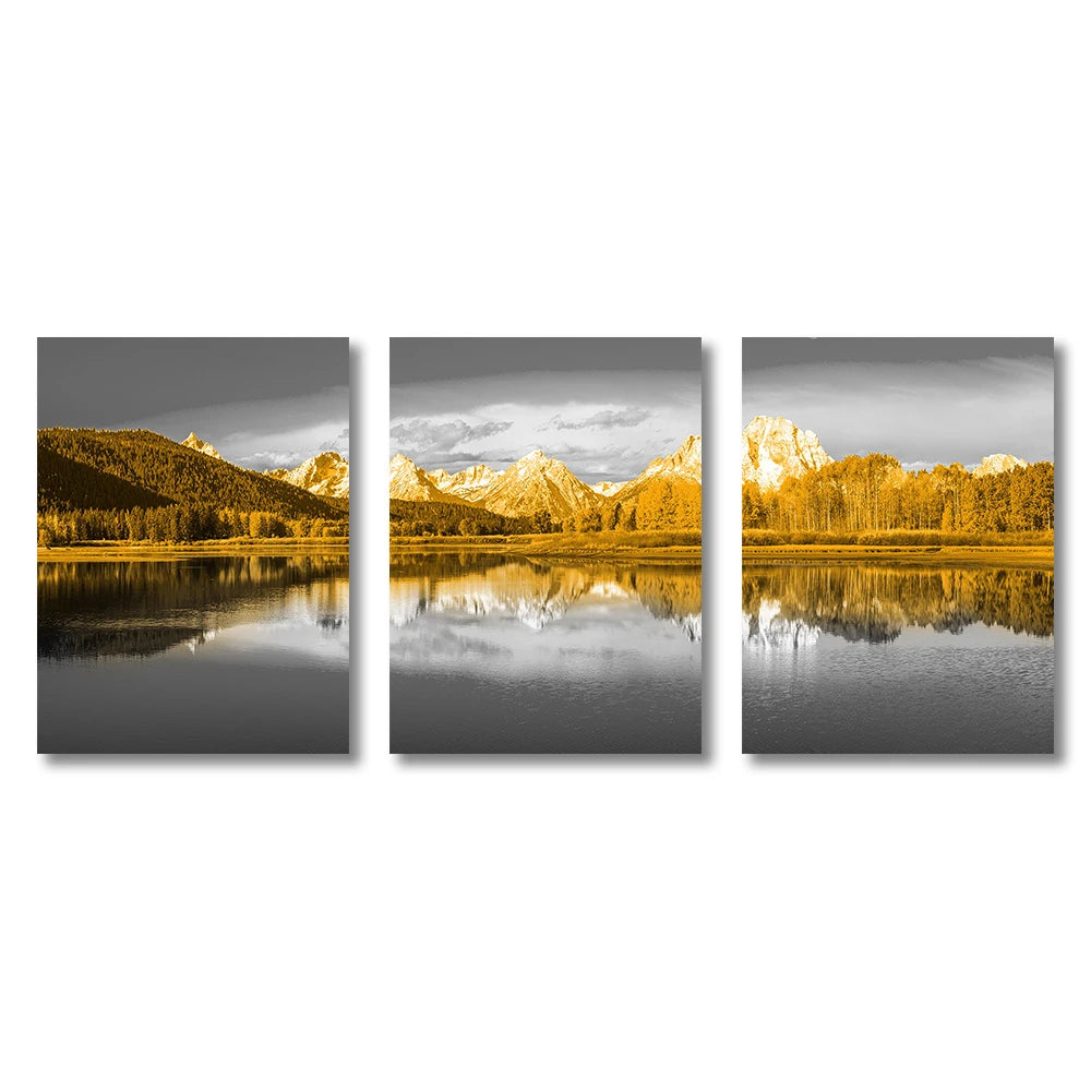 3PCS Frameless Canvas Paintings Sunset Sea Beach Natural Landscape Poster and Prints Wall Art Picture for Living Room Home Decor