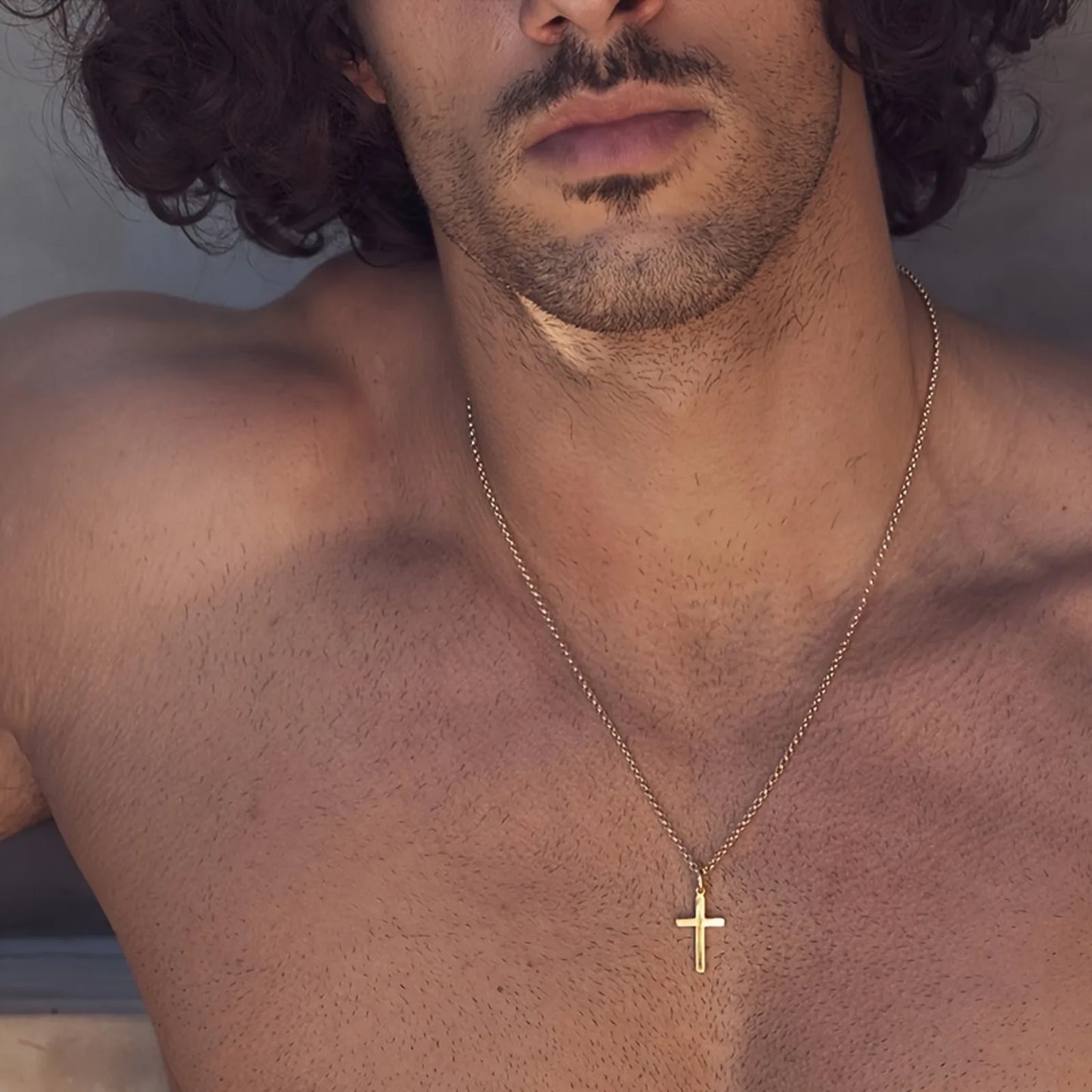 Heren roestvrijstalen kruishanger ketting 18k verguld Hoge kwaliteit christelijke sieraden Cadeau voor Kerstmis Verjaardagsfeestje