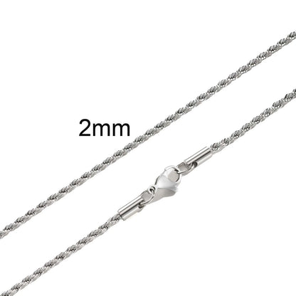 Ropes Long Necklace for Men Women,Stainless Steel Gold Color Twisted Rope Chain Collar,2/3/4/5mm Punk Basic Waterproof Jewelry