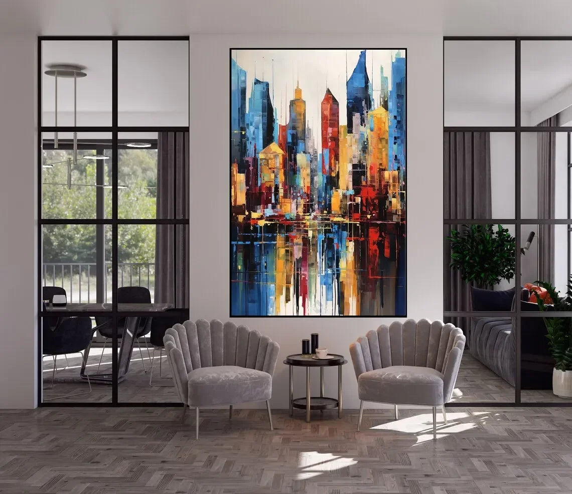 Colorful Oil Painting Hand Painted On Canvas Textured Landscape Large Painting Modern Handmade Living Room Wall Art Decor Pos