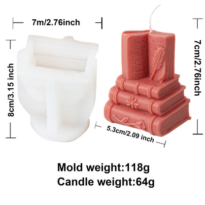 3D Book Silicone Candle Mould  DIY Literary Style Plaster Epoxy Resin Casting Mould Book Frame Cement Gypsum Home Decor