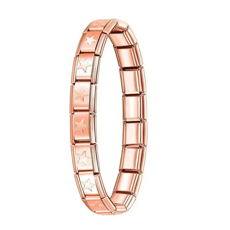 Hapiship 2024 New Men/Women's Jewelry 7/9/13mm Width Itanlian Elastic Charm Bracelet Fashion Stainless Steel Bangle ST-Top